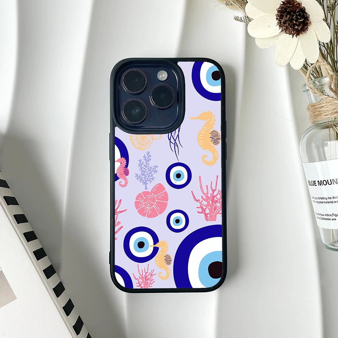 Aqua Evil Eye Protective Phone Case Back Cover