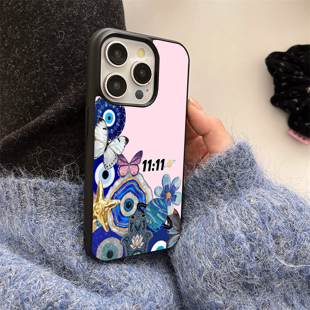 Pink 11.11 Evil Eye Protective Phone Case Back Cover