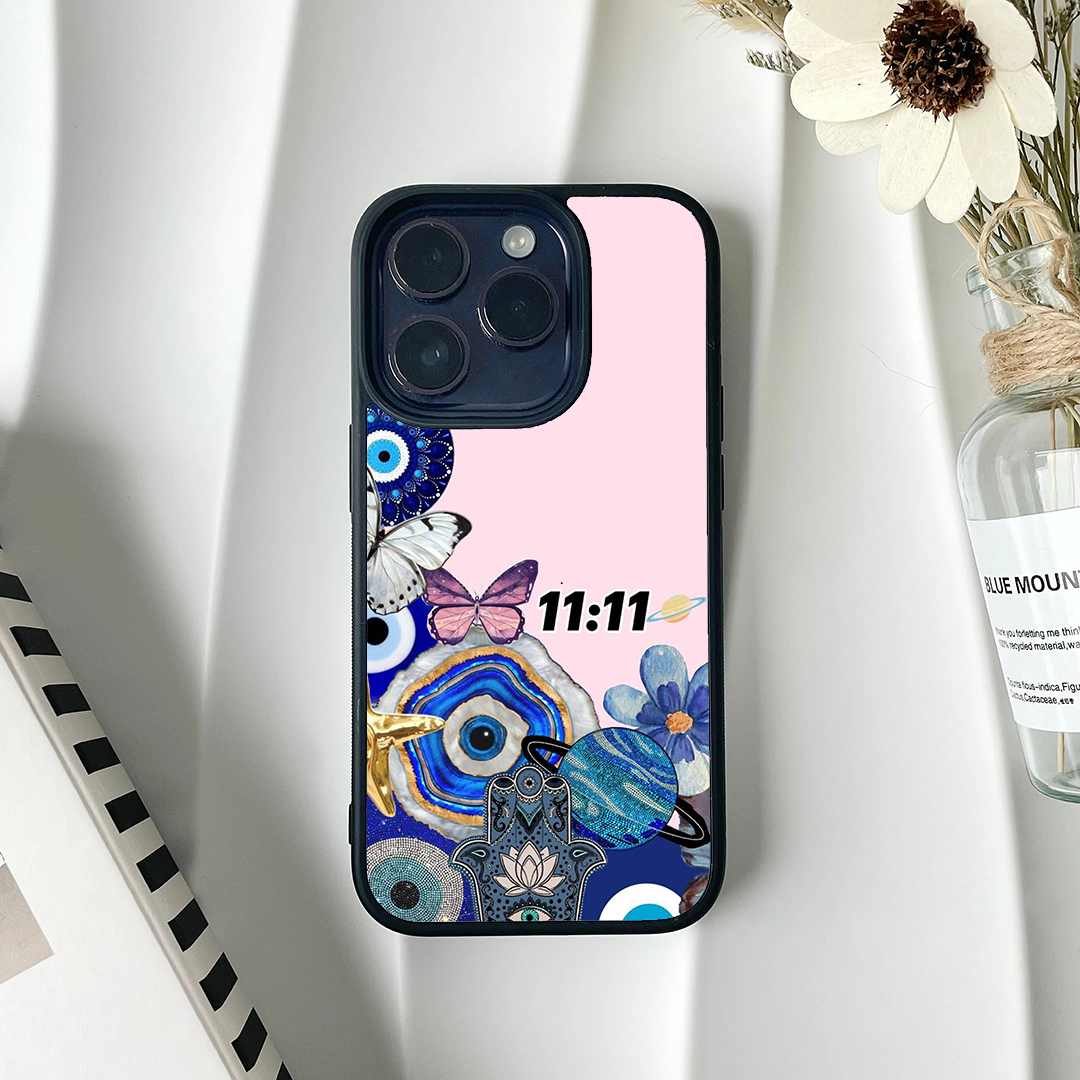Pink 11.11 Evil Eye Protective Phone Case Back Cover