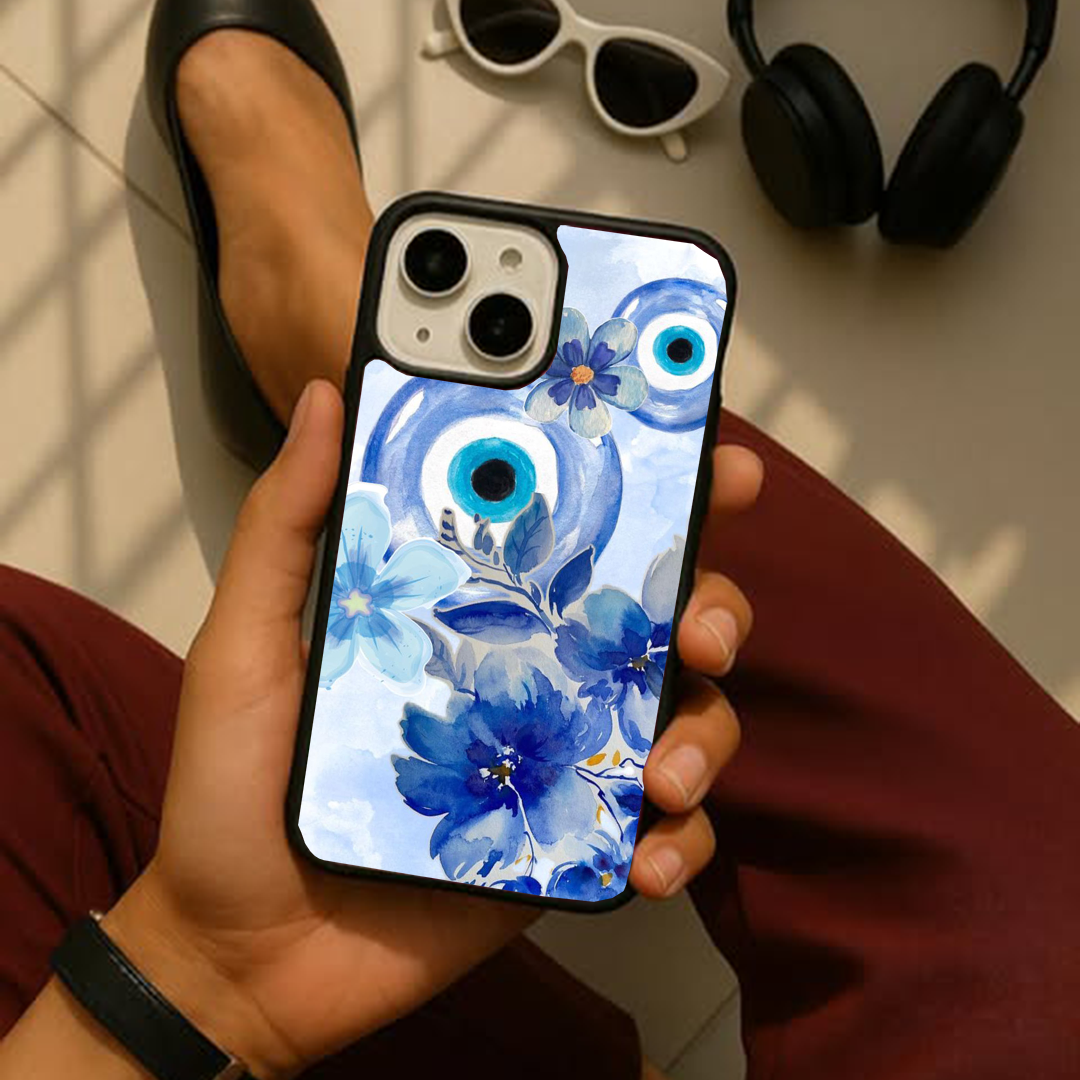 Floral Evil Eye Protective Phone Case Back Cover