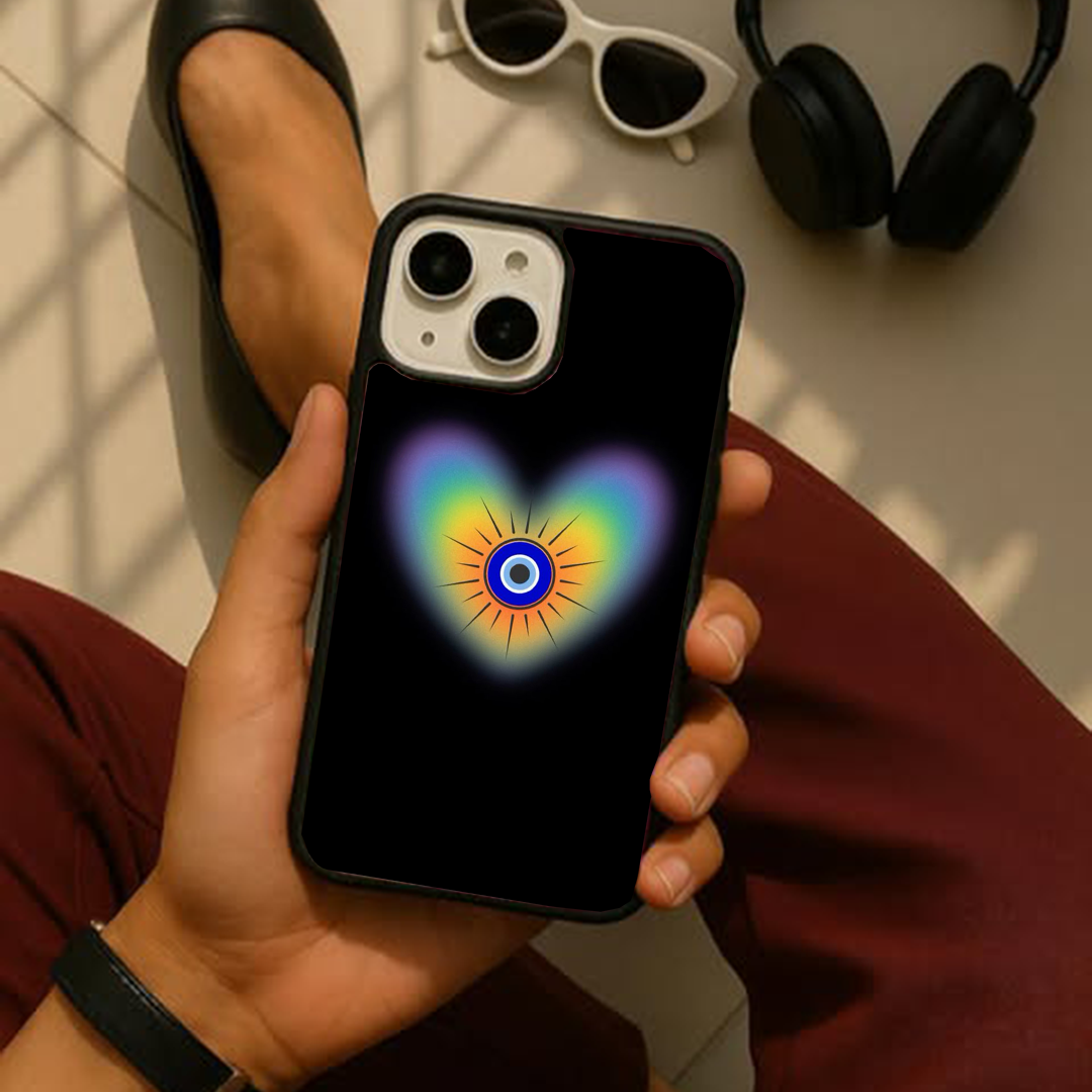 Ditsy Heart Evil Eye Glossy Protective Cases