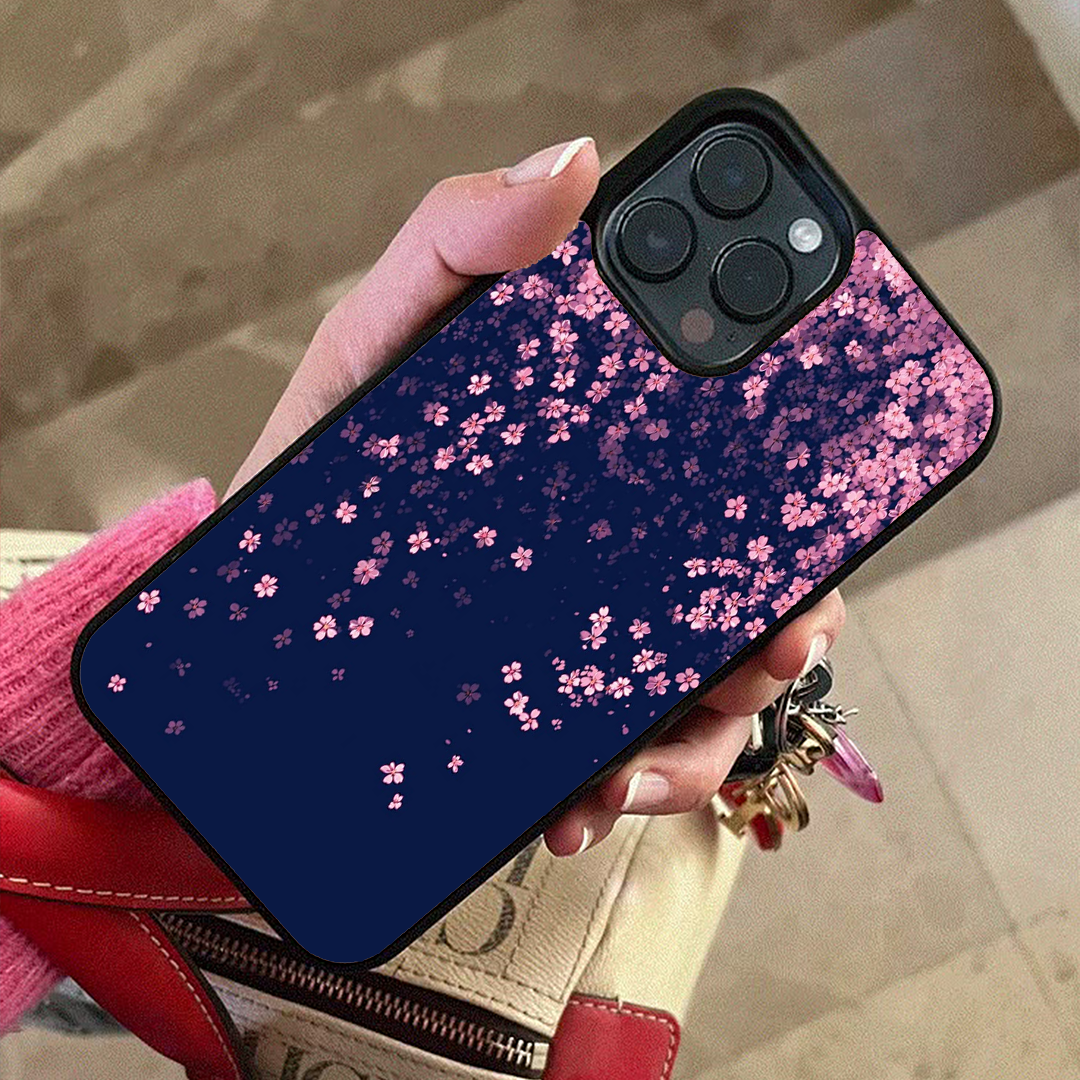 Falling Pink Flora Glossy Protective Cases