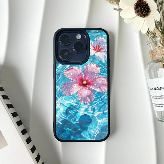 Aqua Hibiscus Glossy Protective Cases