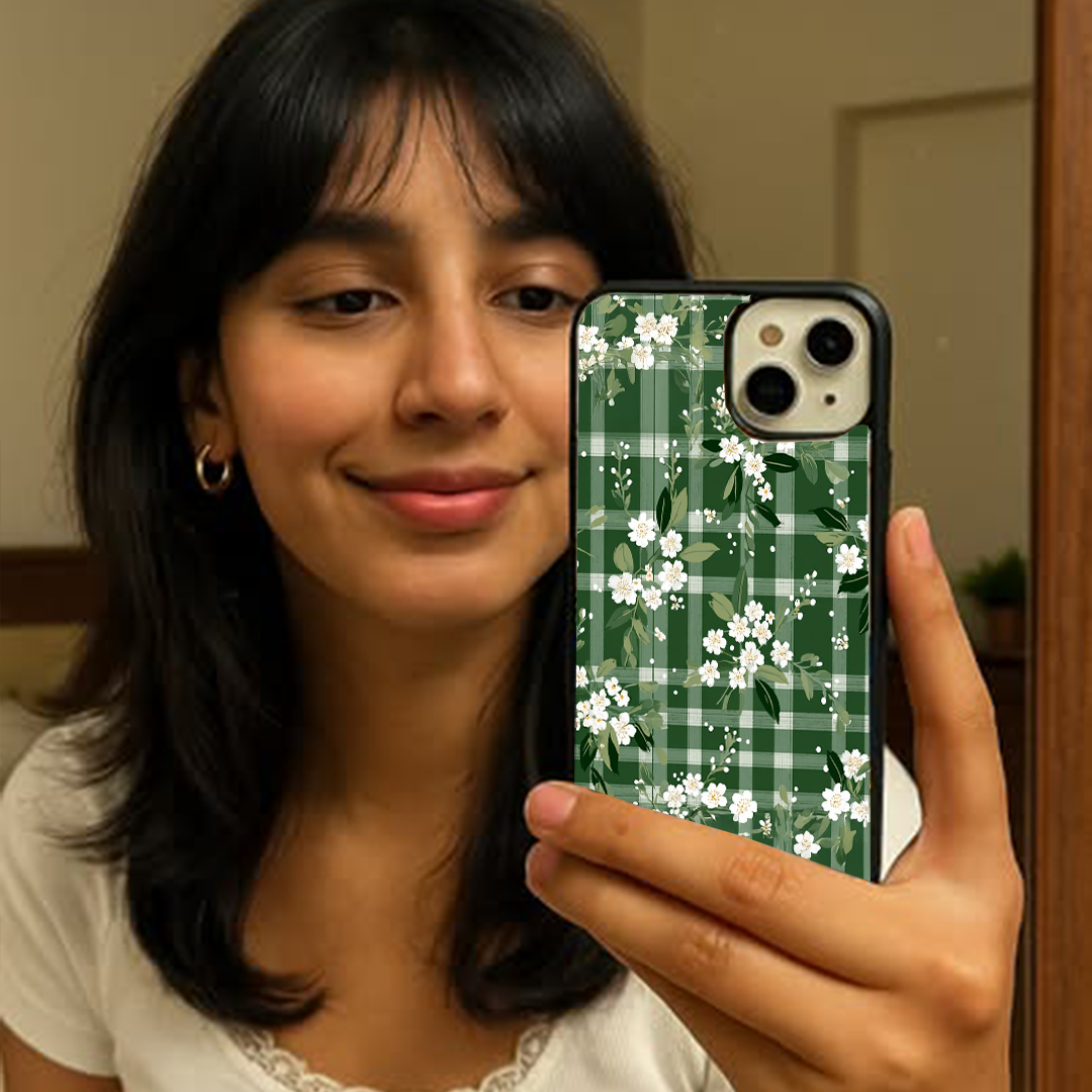 Floral Blush Checked Haze Glossy Protective Cases