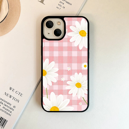 Checked Stripe Floral Glossy Protective Cases