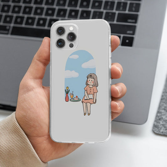 Aesthetic Girl with Book & Snacks Printed Silicone case