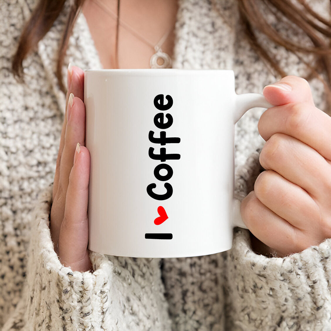 I Love Coffee Printed White Coffee Mug