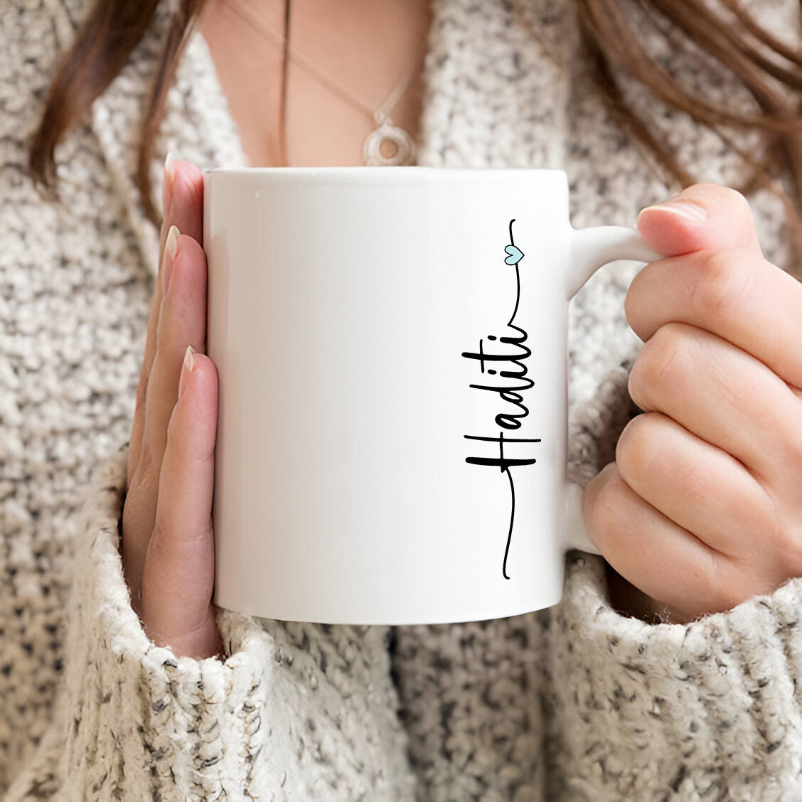 Name Heart Printed White Coffee Mug