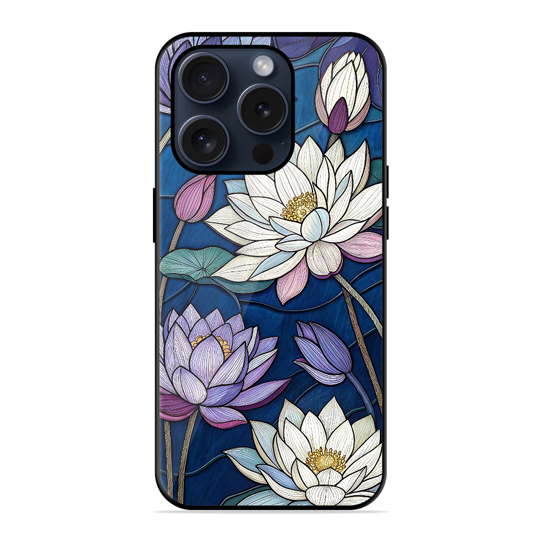 Water Lilly Printed Protective Phone Cover for iPhone 15 Pro