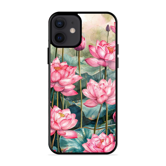 Lotus Pink Printed Protective Phone Cover for iPhone 12 Mini