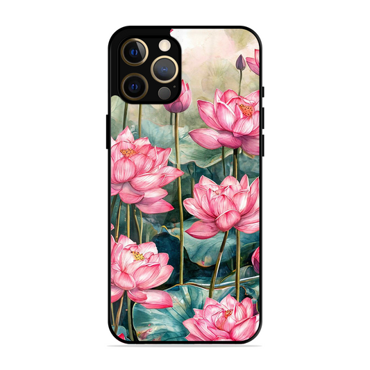 Lotus Pink Printed Protective Phone Cover for iPhone 12 Pro Max
