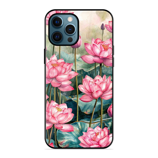 Lotus Pink Printed Protective Phone Cover for iPhone 12 Pro