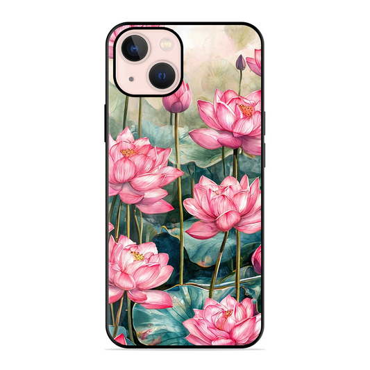 Lotus Pink Printed Protective Phone Cover for iPhone 13 Mini