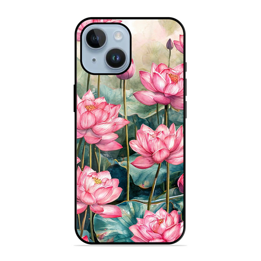 Lotus Pink Printed Protective Phone Cover for iPhone 14 Plus