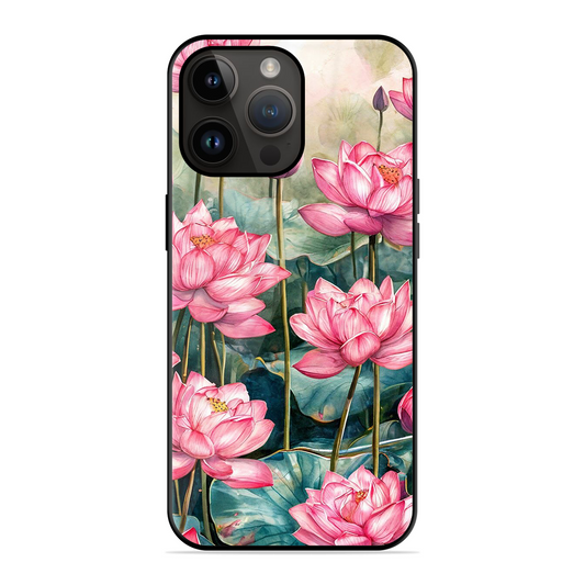 Lotus Pink Printed Protective Phone Cover for iPhone 14 Pro
