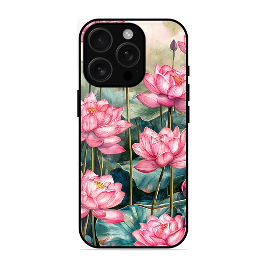 Lotus Pink Printed Protective Phone Cover for iPhone 16 Pro Max