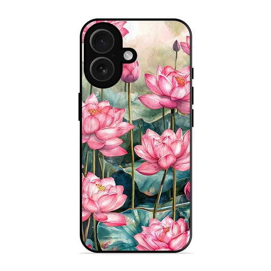 Lotus Pink Printed Protective Phone Cover for iPhone 16