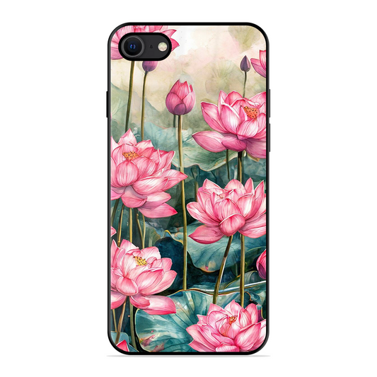 Lotus Pink Printed Protective Phone Cover for iPhone SE 2020