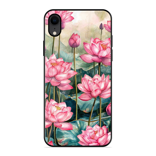 Lotus Pink Printed Protective Phone Cover for iPhone XR