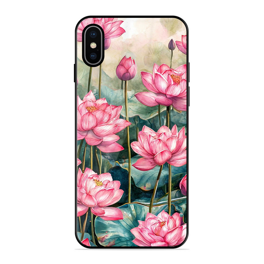 Lotus Pink Printed Protective Phone Cover for iPhone X