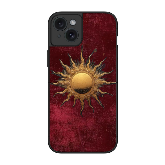 Vibrant Artistic Sun Printed Protective Phone Cover for iPhone 15 Plus