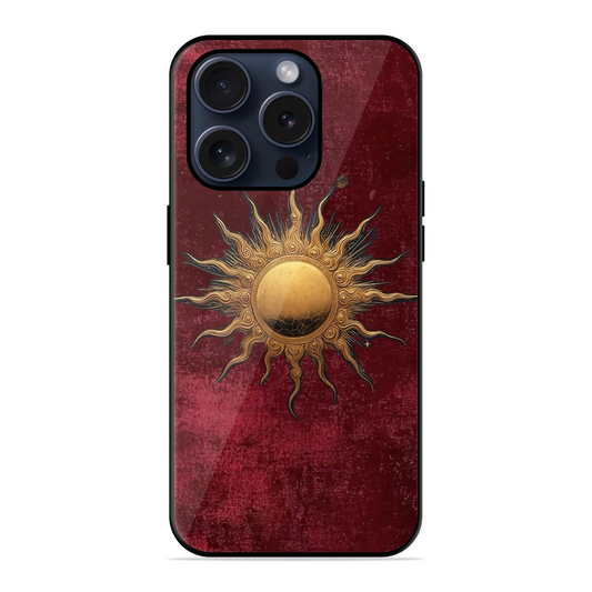 Vibrant Artistic Sun Printed Protective Phone Cover for iPhone 15 Pro