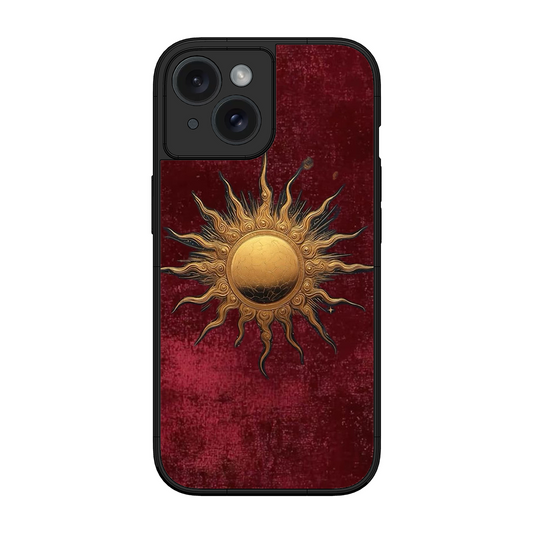 Vibrant Artistic Sun Printed Protective Phone Cover for iPhone 15