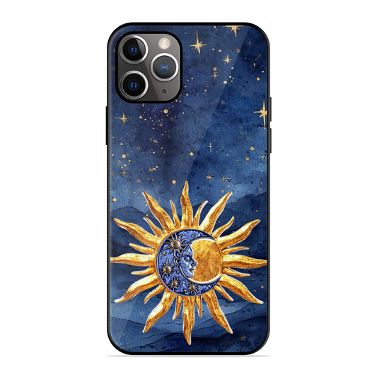 Vibrant Artistic Sun and Stars Printed Protective Phone Cover for iPhone 11 Pro