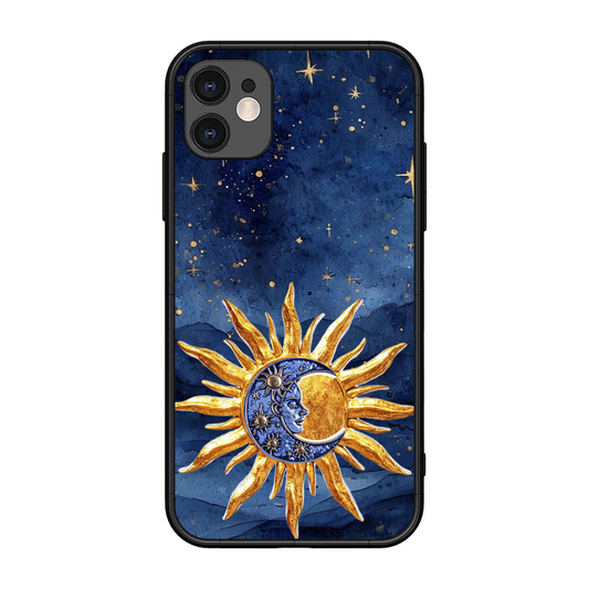 Vibrant Artistic Sun and Stars Printed Protective Phone Cover for iPhone 11