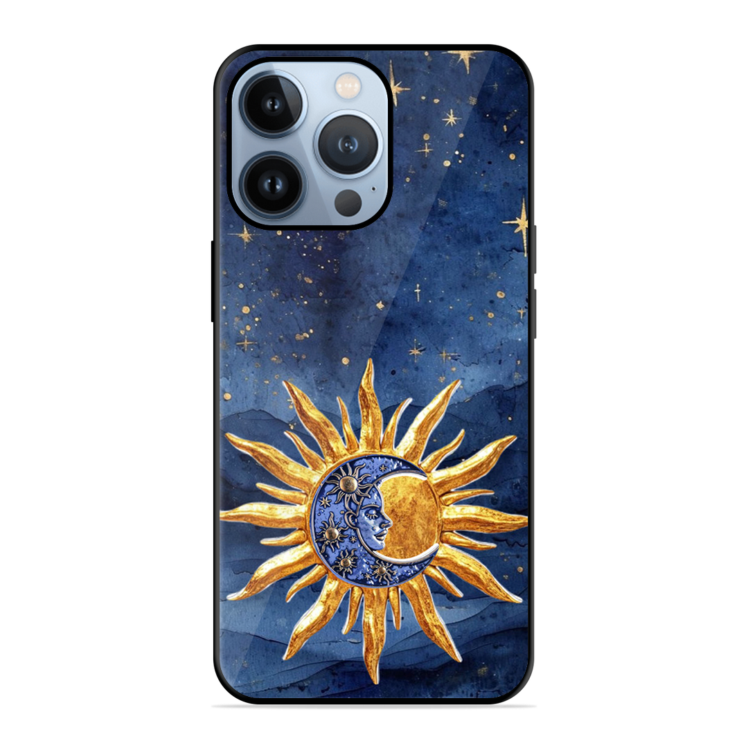 Vibrant Artistic Sun and Stars Printed Protective Phone Cover for iPhone 13 Pro Max