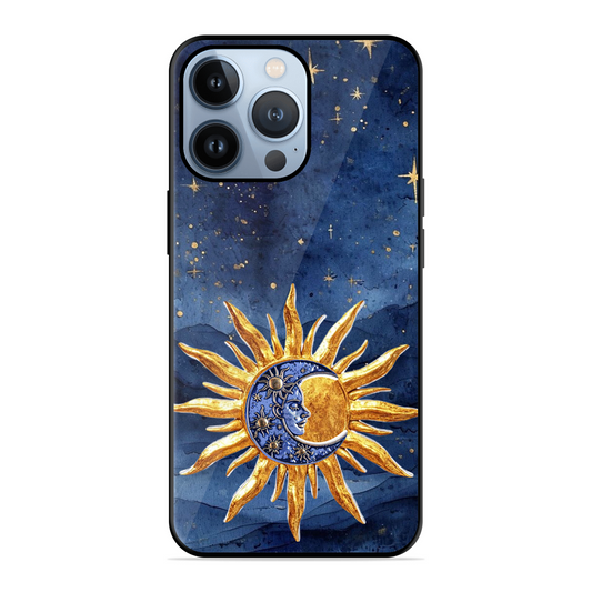 Vibrant Artistic Sun and Stars Printed Protective Phone Cover for iPhone 13 Pro Max