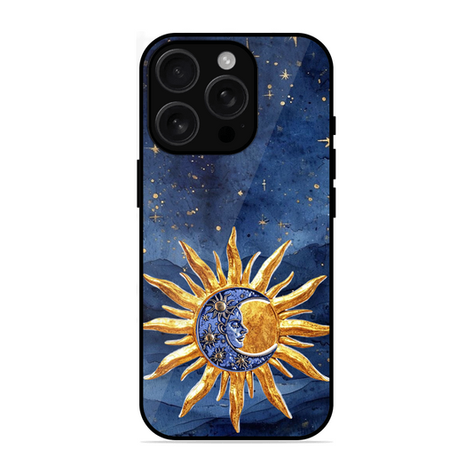 Vibrant Artistic Sun and Stars Printed Protective Phone Cover for iPhone 16 Pro Max