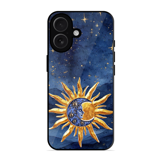 Vibrant Artistic Sun and Stars Printed Protective Phone Cover for iPhone 16