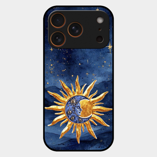 Vibrant Artistic Sun and Stars Printed Protective Phone Cover for iPhone 17 Pro