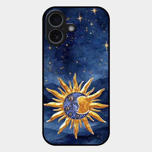 Vibrant Artistic Sun and Stars Printed Protective Phone Cover for iPhone 17