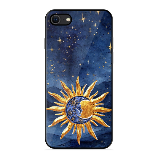 Vibrant Artistic Sun and Stars Printed Protective Phone Cover for iPhone SE 2020