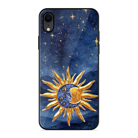 Vibrant Artistic Sun and Stars Printed Protective Phone Cover for iPhone XR