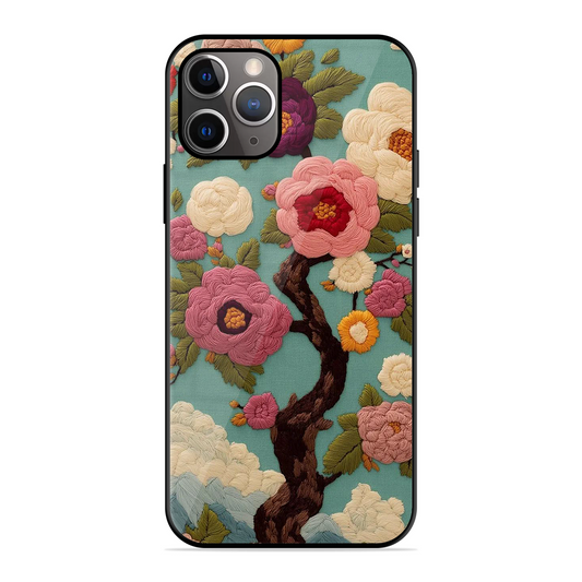 Embroidered Tree Printed Protective Phone Cover for iPhone 11 Pro Max
