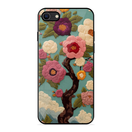 Embroidered Tree Printed Protective Phone Cover for iPhone SE 2020