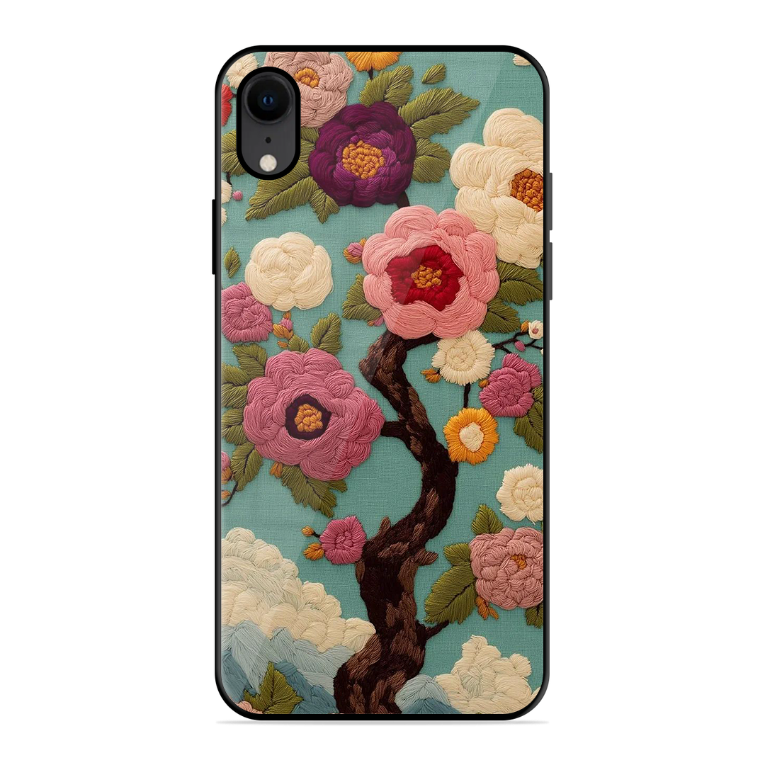 Embroidered Tree Printed Protective Phone Cover for iPhone XR