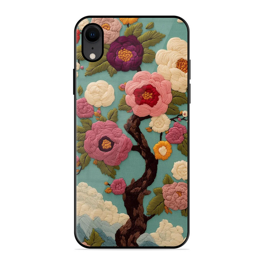 Embroidered Tree Printed Protective Phone Cover for iPhone XR