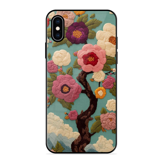 Embroidered Tree Printed Protective Phone Cover for iPhone XS