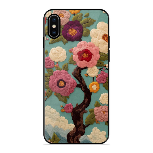Embroidered Tree Printed Protective Phone Cover for iPhone X