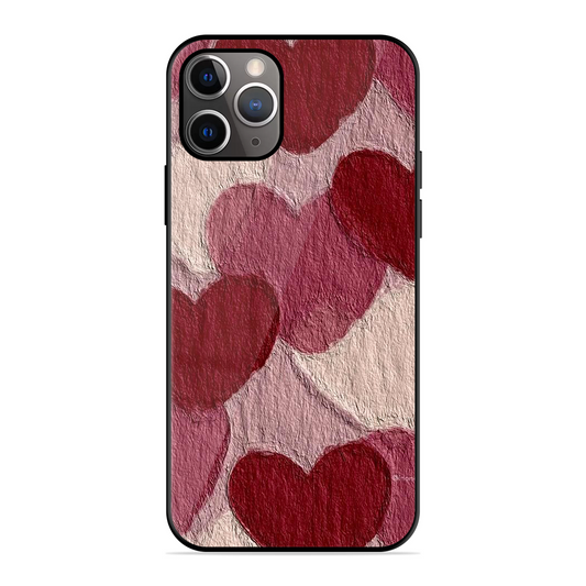 Maroon Hearts Printed Protective Phone Cover for iPhone 11 Pro Max