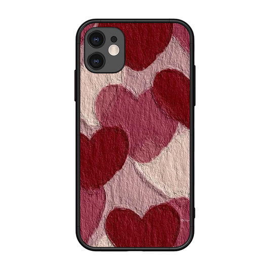 Maroon Hearts Printed Protective Phone Cover for iPhone 11