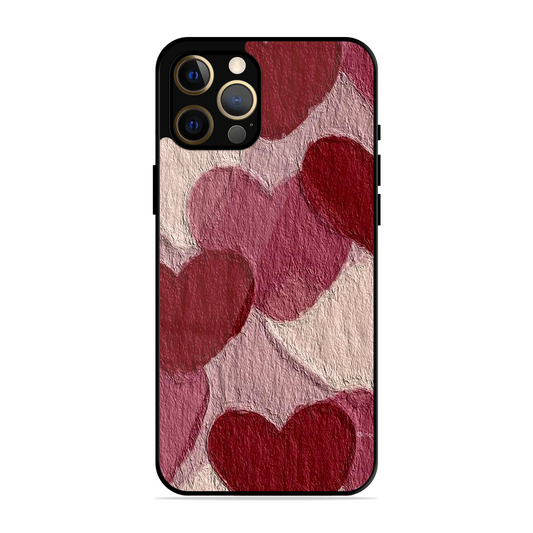 Maroon Hearts Printed Protective Phone Cover for iPhone 12 Pro Max