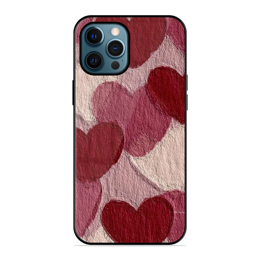 Maroon Hearts Printed Protective Phone Cover for iPhone 12 Pro