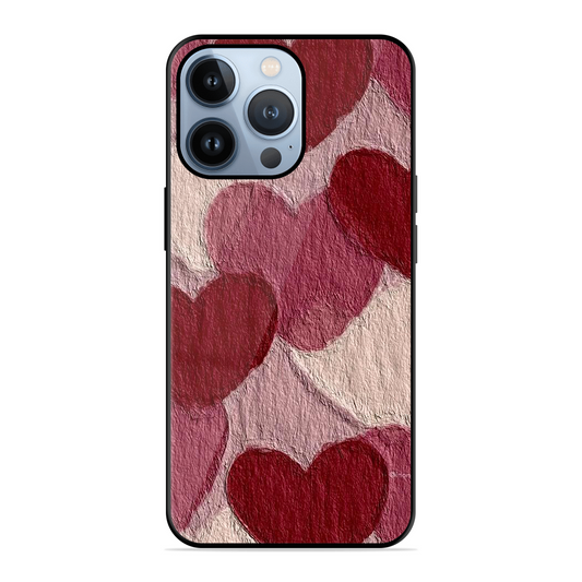 Maroon Hearts Printed Protective Phone Cover for iPhone 13 Pro Max