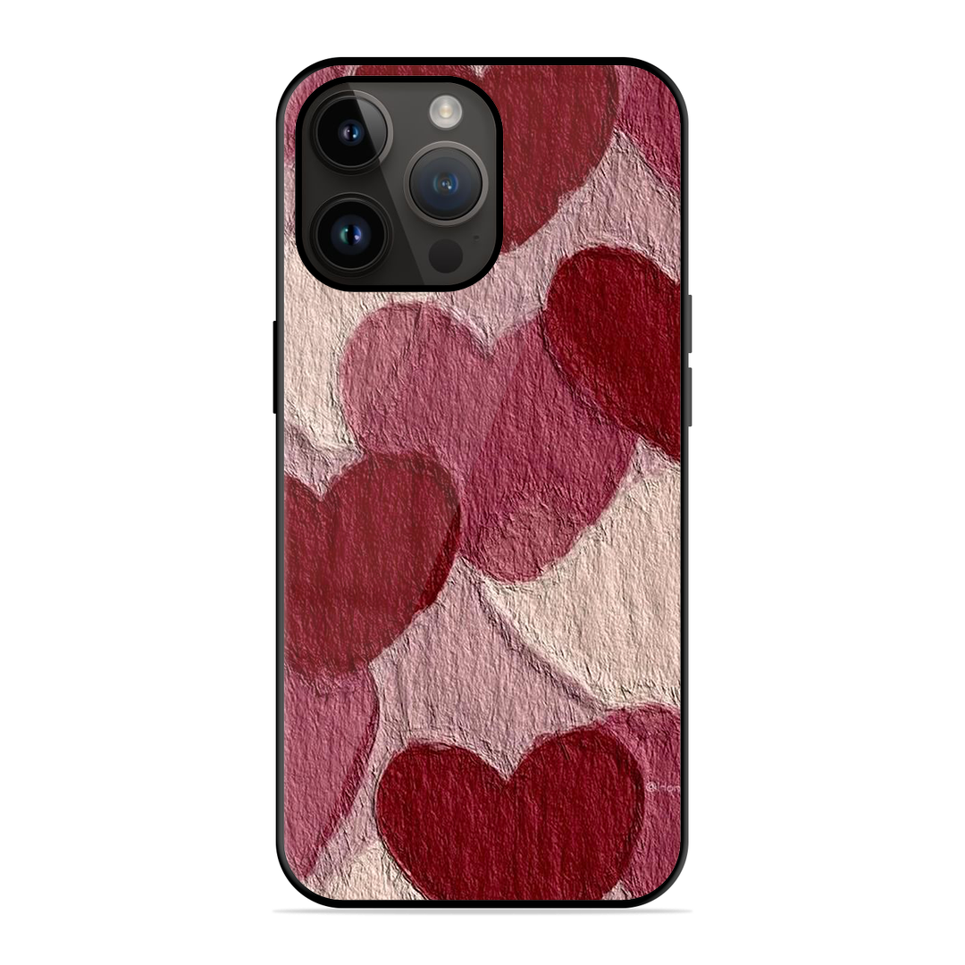 Maroon Hearts Printed Protective Phone Cover for iPhone 14 Pro Max