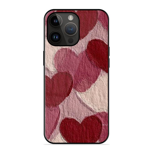 Maroon Hearts Printed Protective Phone Cover for iPhone 14 Pro Max
